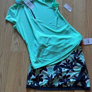 Women's Tennis Golf Skort & Top Set Size Small-XSmall Green Blue NWT